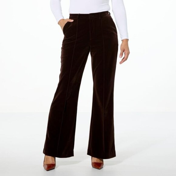 C Wonder by Christian Siriano Velvet Trouser Pant Size 12 Chocolate Plum Career - Picture 1 of 6